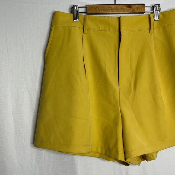 Avec Les Filles High Waisted Front Pleat Side Pockets Mustard Yellow Size Large - Picture 7 of 11